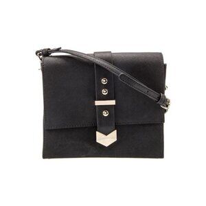 Badgley Mischka Black Saffiano Studded Messenger Bag